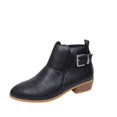 thumbnail image 2 of Willtoo Women Ankle Boots Metal Buckle Strap Low Block Heel Chelsea Booties Round Toe Side Zipper Short Boots Fashion Casual Shoes, 2 of 6