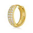 thumbnail image 5 of Wellingsale Ladies 14k Yellow Gold Polished 4mm CZ Hoop Huggies Earrings (15 x 15 mm), 5 of 7