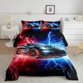 thumbnail image 2 of Castle Fairy Black Fast Car Extreme Sport 3-Piece Comforter Set for Boys, Queen Size, 2 of 7