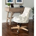 Linon Sinclair Floral Office Chair in Gray