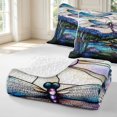 thumbnail image 4 of Erosebridal Retro Dragonfly Quilt Full,Bohemian Plants Full Bedspread Sets,Blue Purple,3-Piece,1 Coverlet and 2 Pillowcases, 4 of 7