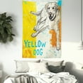 thumbnail image 3 of Yellow Decor Tapestry, Sitting Dog Sketch Illustration on Striped Background Aged Effect Print, Wall Hanging for Bedroom Living Room Dorm Decor, 40W X 60L Inches, Yellow Beige Blue, by Ambesonne, 3 of 5