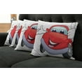 thumbnail image 5 of Ambesonne Cars Throw Pillow Cover 4 Pack, Cartoon Red Vehicle Happy, 18", Vermilion Lilac, 5 of 5