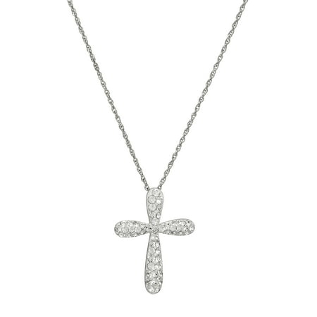 Sterling Silver Cross Pendant made with Crystal Elements, 18