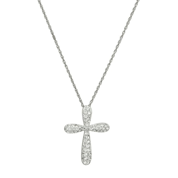 Brilliance Fine Jewelry Sterling Silver Cross Pendant made with Crystal  Elements, 18