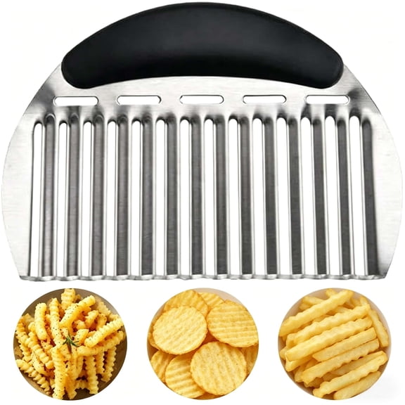 Crinkle Cutter for Veggies Potatoes, Stainless Steel Wave Knife, Kitchen Crinkle Cutter Knife Chipper Salad Chopping Cucumber Carrot Fruit Vegetable
