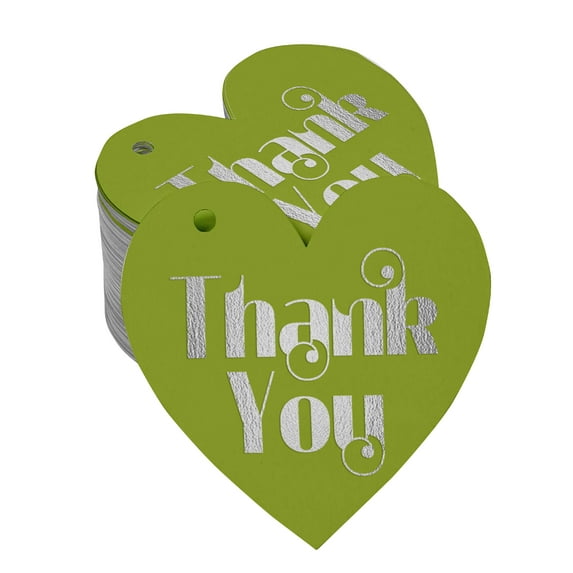 Inkdotpot Pack Of 50 Real Silver Foil Paper Tags Thank You Bridal Shower-Baby Shower-Retirement-Wedding-Birthday Favor Hang Tags