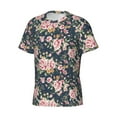 thumbnail image 3 of Yiaed Vintage Floral Print Mens Short Sleeve Tight Fit T-Shirt, Crewneck Casual Tee-X-Large, 3 of 5