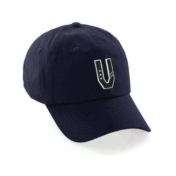 Daxton 3D Custom Alphabet AZ Letter Numbers Initial Baseball Dad Hat- Navy, Letter V