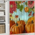 thumbnail image 6 of Fenyluxe Pumpkins Flowers Fall Shower Curtain Set for Bathroom Decoration with Hooks, 100% Polyester Fiber, Waterproof and Quick Drying 60"x72, 6 of 7