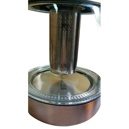Copper 1.8-liter Electric Cordless Tempered Glass Tea ...