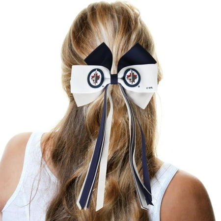 Winnipeg Jets Women's Streamer Bow - White/Navy Blue - No Size
