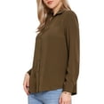 thumbnail image 4 of INSPIRE CHIC Button Down Collared Shirt for Women's Long Sleeve 2025 Business Casual Blouse Top XS Brown, 4 of 6