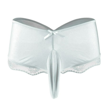 

Panties Clearance Men S Trendy Underwear Briefs Slippery Lace Back Cross Boxer Briefs White M