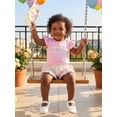 thumbnail image 5 of BemeyourBBs Toddler Baby Girls Mothers Day Outfits Infant Baby Girls Summer Clothes I Love Mama Letter Embroidery Flying Sleeves TShirt Tops and Elastic Waist Stripe Shorts Set, 5 of 9