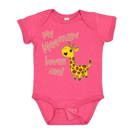 

Inktastic My Meemaw Loves Me- Cute Giraffe Gift Baby Boy or Baby Girl Bodysuit