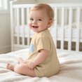 thumbnail image 5 of Fesfesfes Baby Toddler Boys Girls Short Sleeve Cotton Blend Bodysuit Romper, Solid Color Crewneck Summer Outfit for Daily Play Wear Kids Aged 0-18 Months Old., 5 of 6