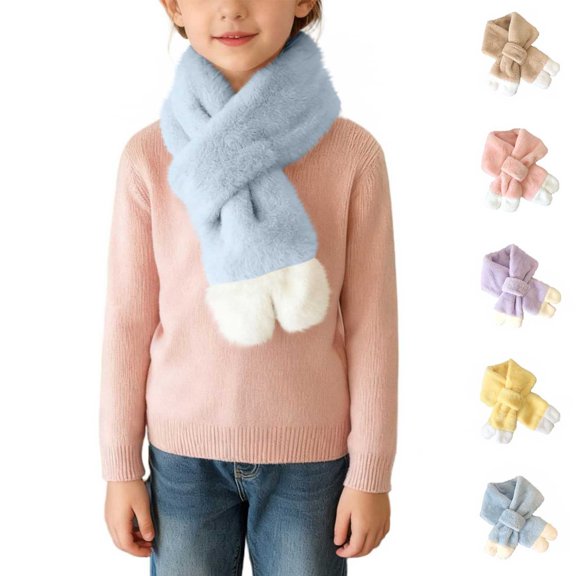 BXJX Girls Fleece Scarf, Lightweight Casual Warm Thick Neck Warmer for Winter Blue Size Free Size