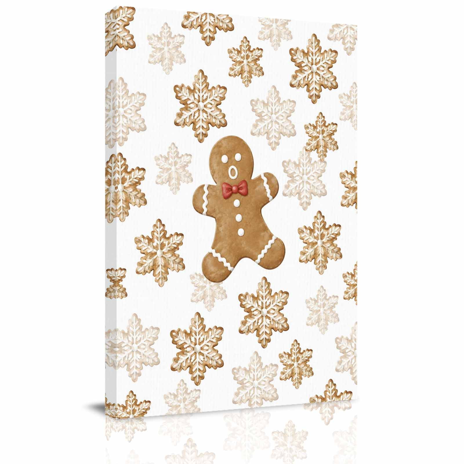 Canvas Wall Art Christmas Framed Canvas Prints for Bathroom Hallway Beige Snowflake Xmas Winter Small Gallery Wrapped Wall Decor for Home Office Gifts 8 x10 Ship Next Day