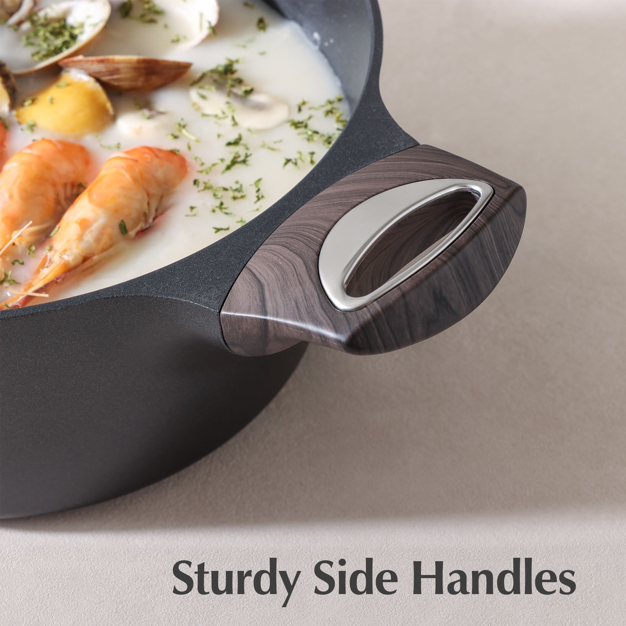 SENSARTE 13-Piece Nonstick Pots and Pans Set, Black Healthy Cookware Set, Kitchen Cooking Sets with Stay-Cool Handles, Induction Compatible, Stackable