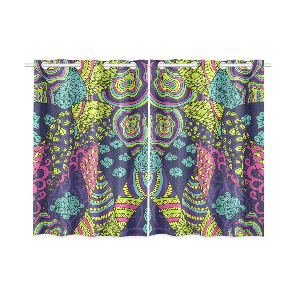 MYPOP Hippie Psychedelic Art Window Curtain Kitchen Curtain 26x39