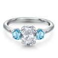 thumbnail image 3 of Gem Stone King 2.21 Ct Oval White Topaz Swiss Blue Topaz 925 Sterling Silver Ring, 3 of 6