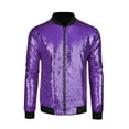 thumbnail image 5 of INSPIRE CHIC Men's Jackets Long Sleeve Zipper Glitter Bomber Jacket Coats 2XL Purple, 5 of 6