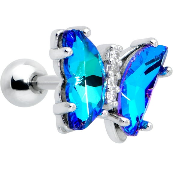 Body Candy 16G Womens 6mm Stainless Steel Simply Colorful Butterfly Blue Cartilage Earring Helix Tragus Jewelry 1/4"