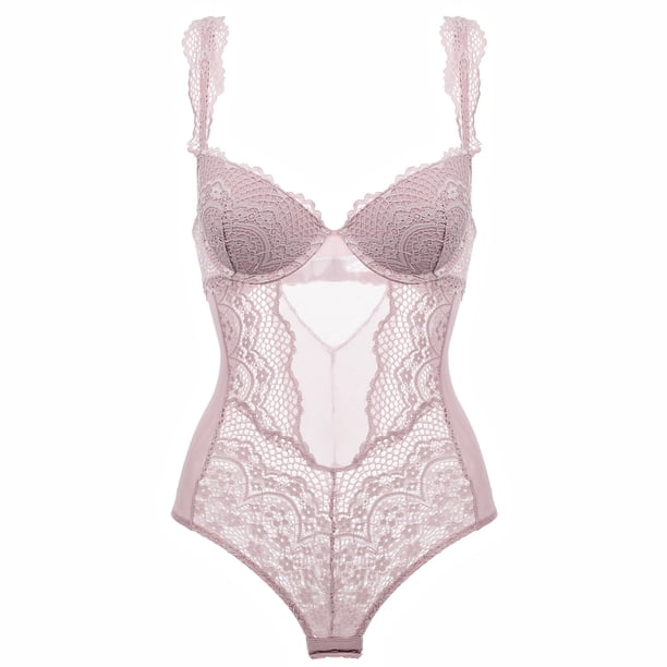Traje de baño de una pieza semitransparente de encaje sexy y seductor personalizado para mujer