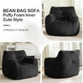 thumbnail image 5 of Bean Bag Chair for Adult Small Bean Bag Chairs with  Furry Beanbag Chair with  Filler Stuffed Bean Bag Sofa for Reading in   Room and Dorms (Black), 5 of 6