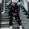 thumbnail image 2 of Pantalones largos de cintura elástica con cordón estampado informal a la moda para mujer Fridja  alkflakhf35513, 2 of 5