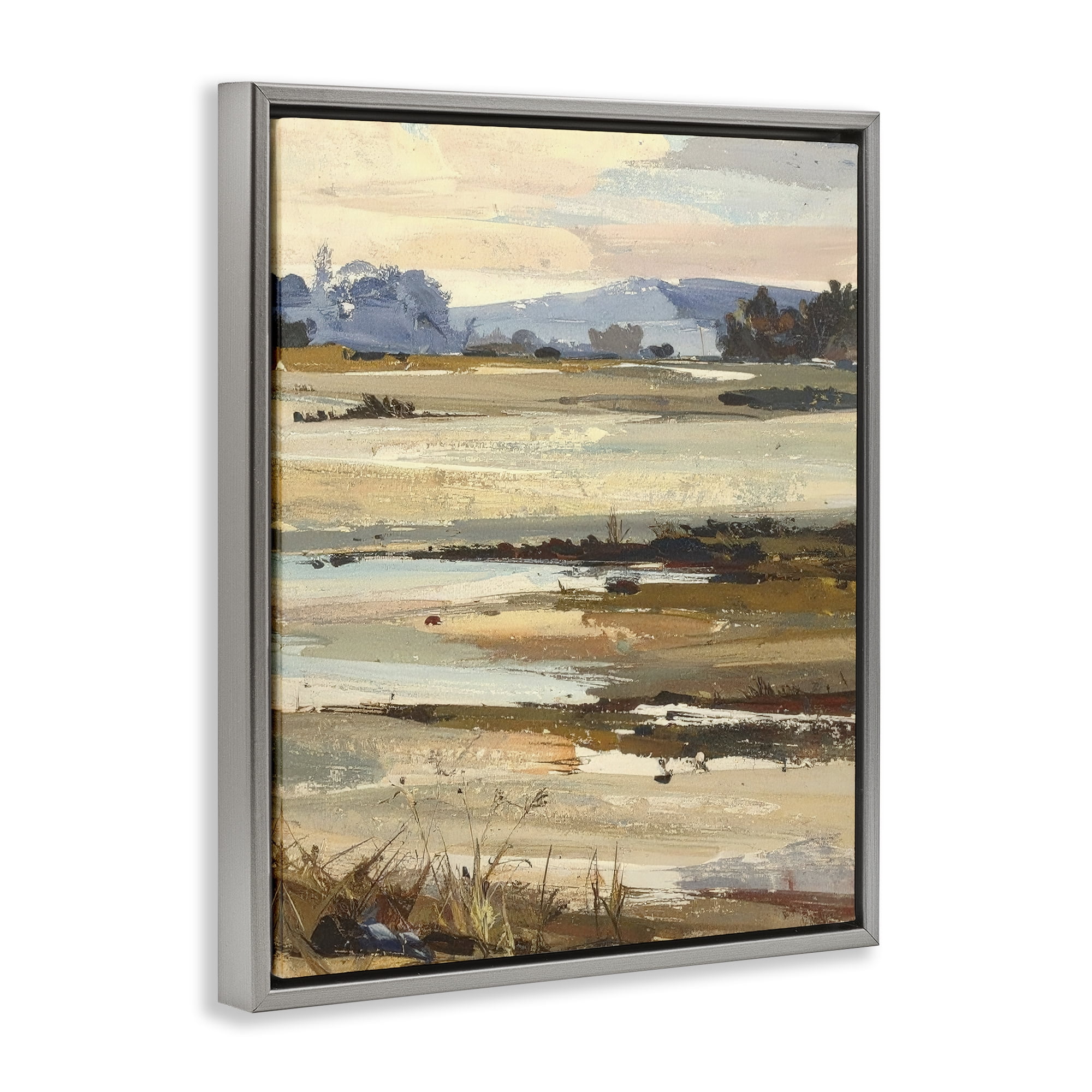 Stupell Industries Distant Horizon Portrayal Gray Framed Floater Canvas Wall Art, design by Alonza Saunders