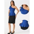 thumbnail image 2 of DARING DIVA Women's One Shoulder Top Bow Ruffled Peplum Top L Royal Blue, 2 of 6