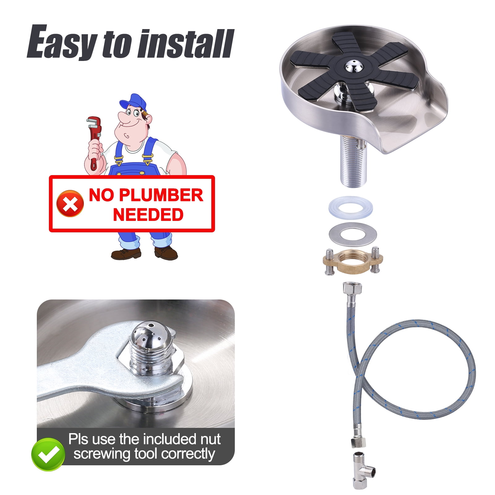 Wowow 6.3 in. Stainless Steel Escutcheon Plate in Brushed Nickel for Bar