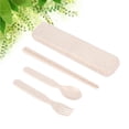 thumbnail image 2 of 1 Set Wheat Straw Spoon Chopsticks Fork Utensil Set Travel Camping Tableware Dishware Set Portable Kitchen Set for Kids (Beige), 2 of 8