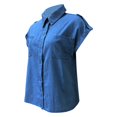 thumbnail image 5 of Camisa vaquera retro adelgazante de verano para mujer - Blusa informal de manga corta en color liso - Tejido ligero y transpirable, 5 of 5
