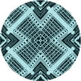 thumbnail image 1 of Ahgly Company Indoor Square Patterned Blue Lagoon Blue Area Rugs, 3' Square, 1 of 6