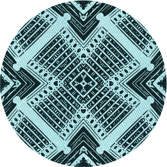 Ahgly Company Indoor Square Patterned Blue Lagoon Blue Area Rugs, 3' Square