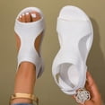 thumbnail image 4 of Flip Flops for Women Boho Flower Slip on Wedge Sandals Casual Summer Platform Orthopedic Walking Shoes White Size 8, 4 of 8