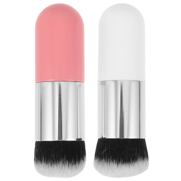 2 brochas de maquillaje de alta densidad para base de maquillaje, ideales para difuminar cremas líquidas.