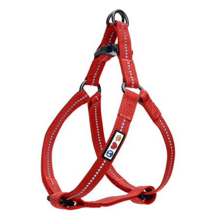 UPC: 0810055080519 | Pawtitas Reflective Dog Harness Recycled – Red – Medium (M) – Step in Dog Harness Training & Walking
