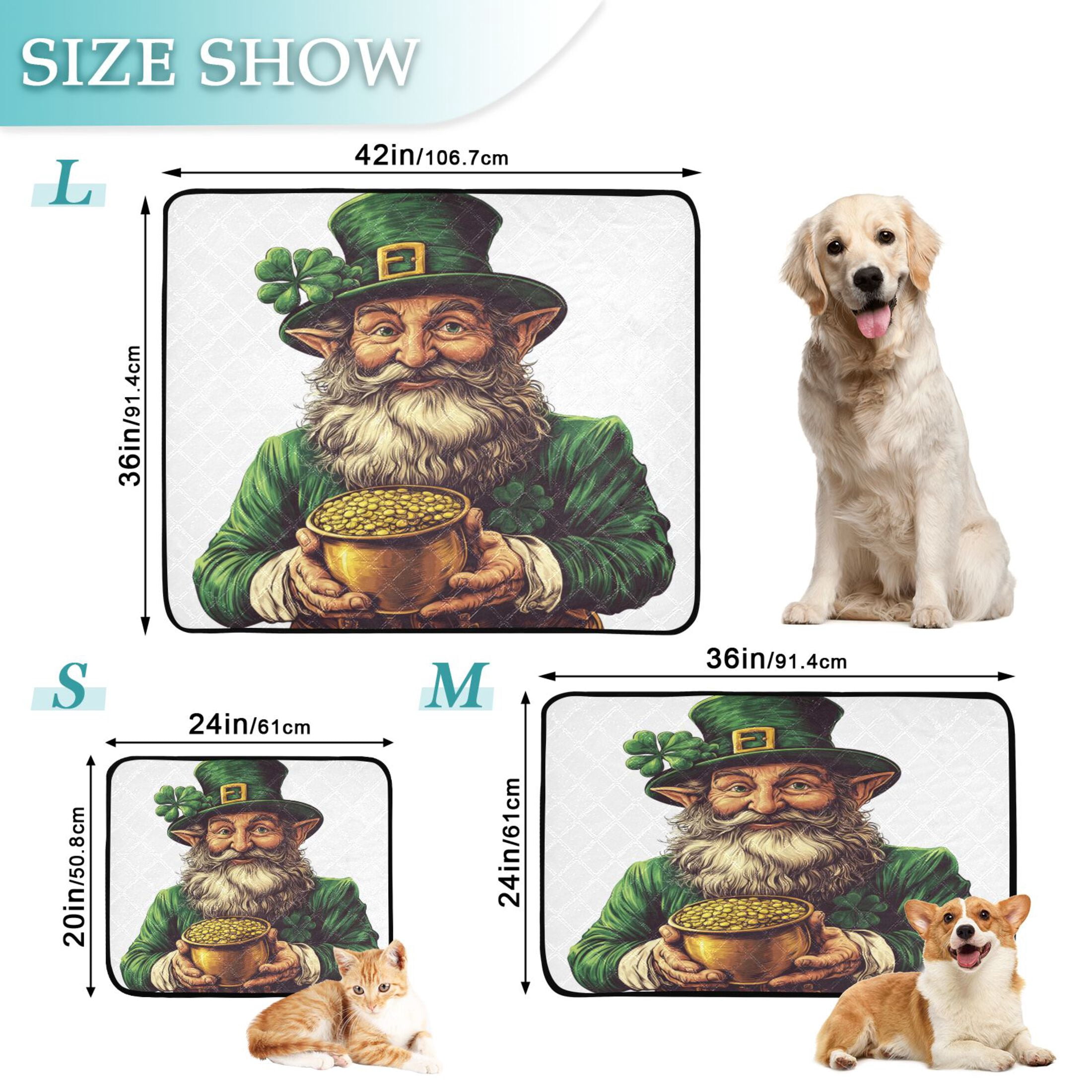 Qxltty Stpatricks Day Leprechaun Cat litter Pads Pet Set of 2 Diaper Mats Center Anti-leakage Layer Absorbent Soft and Comfortable