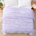 thumbnail image 3 of Seersucker Cooling Comforter Queen Size, Q-Max 0.45 Reversible Lightweight Cooling Blanket, Breathable Silk Smooth Summer Bedding Quilt for Hot Sleepers Night Sweats Purple, 3 of 4