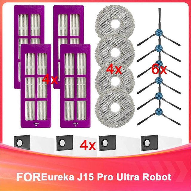 Accessory for J15 Pro Ultra Robot Vacuum Cleaner Parts, Washable and Reusable,Filters,Side Brushes,Mop,Dust Bags