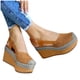 thumbnail image 3 of Moda mujer sólido verano señoras cómodas sandalias talón pendiente Casual playa zapatos Wmkox8yii  sa1036, 3 of 5