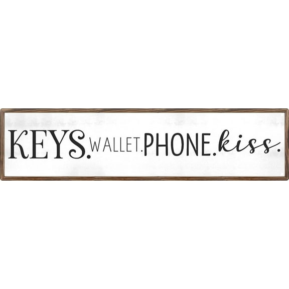 Rustic Metal Signs Key Wallet Phone Kiss Sign Home Wall Art Decor Farmhouse Style Modern Wall Hanging Multi-Purpose Entryway Plaque for Living Room Bedroom Desktop Decor 4x16 in