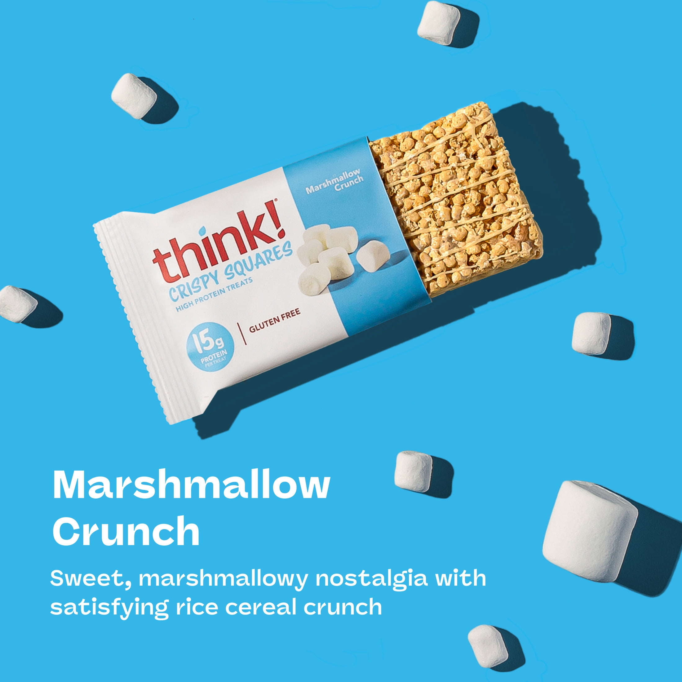 think! High Protein Crispy Squares, Marshmallow Crunch, 4 Count