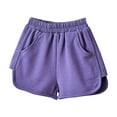 thumbnail image 2 of NAISIBABY Girls Dolphin Shorts, Loose Elastic Waist Solid Color Cotton Sports Shorts Purple 12-18Months, 2 of 7