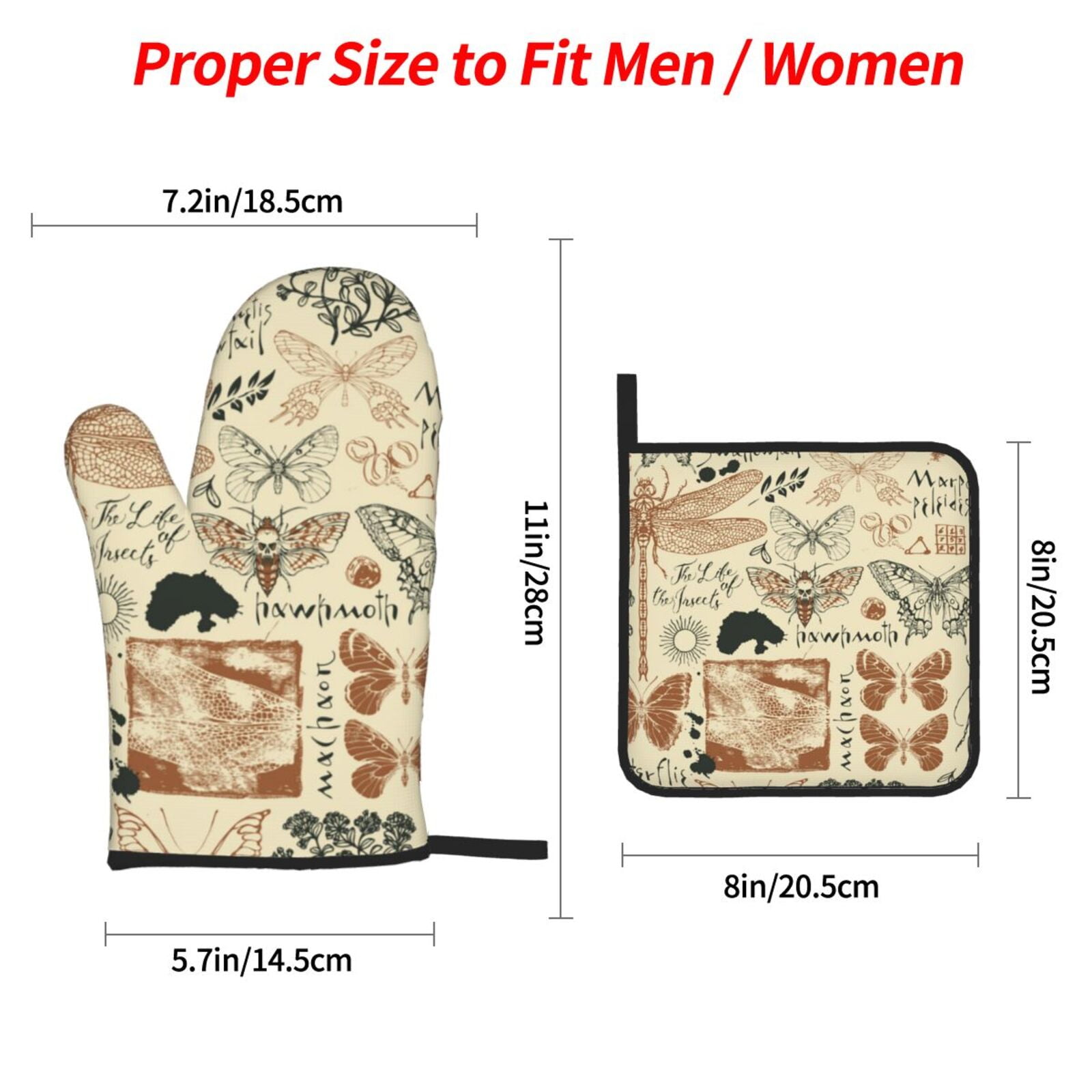 Dragonfly Moth Vintage Butterfly 4Pcs Oven Mitts and Pot Holders Sets Oven Kitchen Gloves Hot Pads for Cooking BBQ Baking Grilling