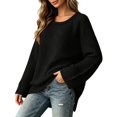 thumbnail image 4 of MexChoioe Women's Sweaters Scoop Neck Ribbed Knit Long Sleeve Oversized Fall Tunic Sweater for Women, 4 of 5